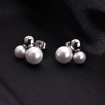 1 Pair Elegant Round Plating Artificial Pearl Brass Gold Plated Earrings