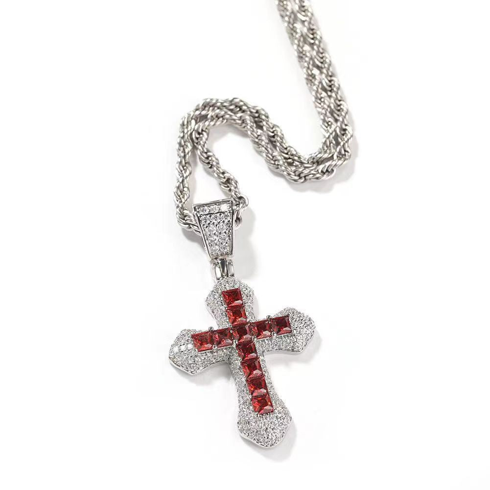 Streetwear Cross Zircon Alloy Wholesale Charms Pendant Necklace