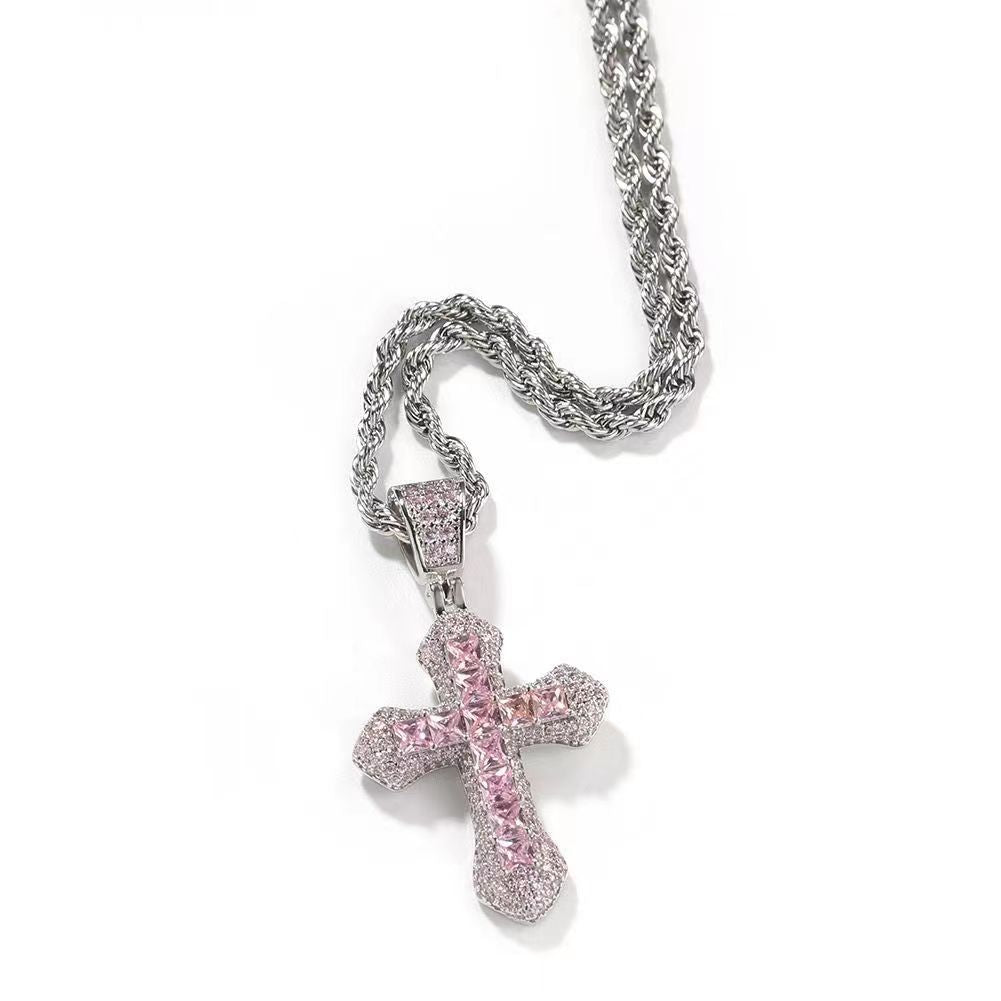 Streetwear Cross Zircon Alloy Wholesale Charms Pendant Necklace