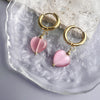 1 Pair French Style Heart Shape Stainless Steel Opal Earrings