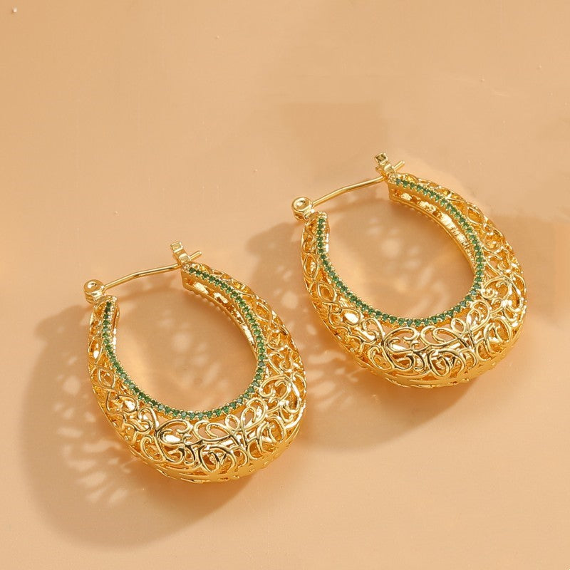 1 Pair Elegant Solid Color Plating Inlay Copper Zircon 14k Gold Plated Earrings