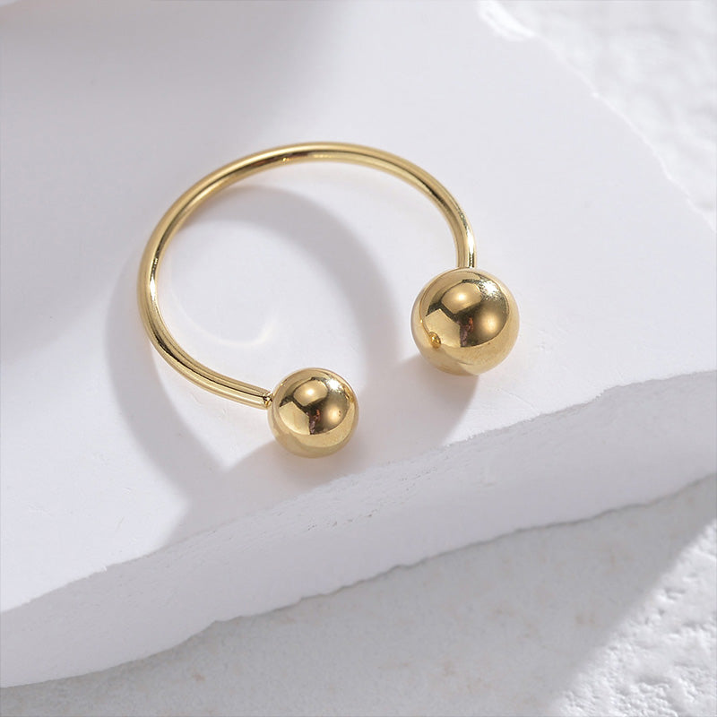 Fashion Simple Style Ball Solid Color Stainless Steel Plating 14k Gold Plated Open Rings