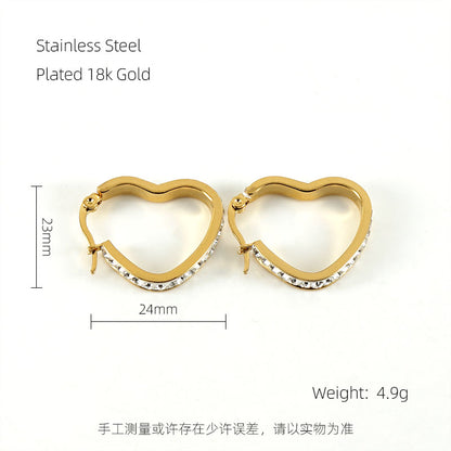 1 Pair Simple Style Solid Color Plating Inlay Stainless Steel Rhinestones 18k Gold Plated Ear Studs