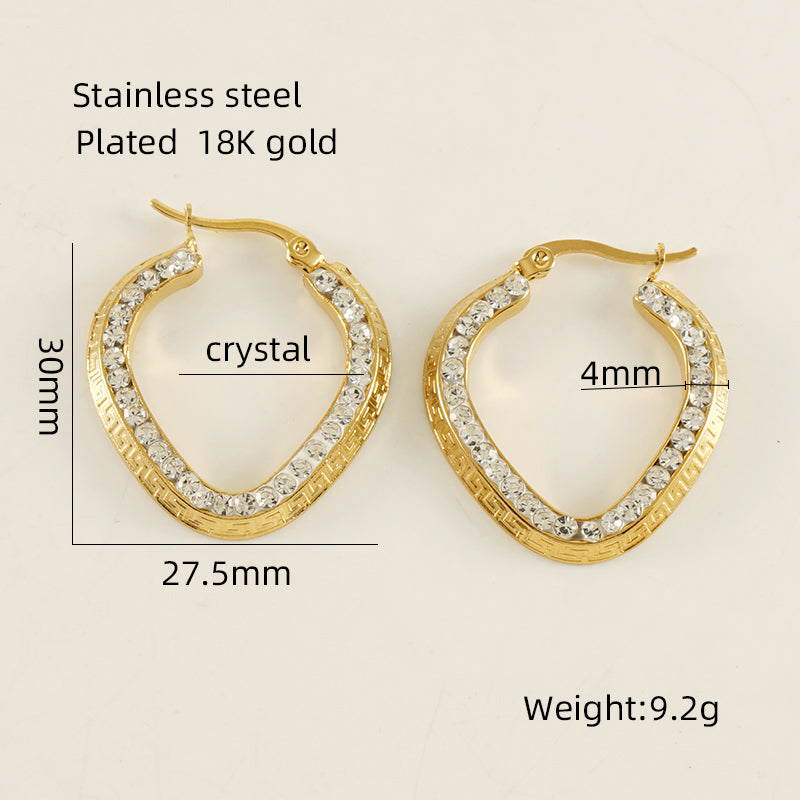 1 Pair Simple Style Solid Color Plating Inlay Stainless Steel Rhinestones 18k Gold Plated Ear Studs