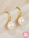 1 Pair Lady Simple Style Round Plating Inlay Sterling Silver Pearl 18k Gold Plated White Gold Plated Earrings