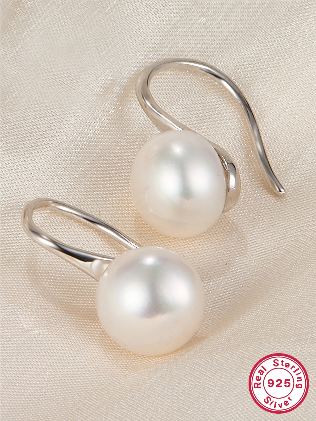 1 Pair Lady Simple Style Round Plating Inlay Sterling Silver Pearl 18k Gold Plated White Gold Plated Earrings