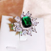 Retro Shiny Flower Rectangle Copper Plating Inlay Zircon Open Rings