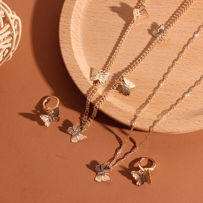 Fashion Butterfly Necklace Earrings