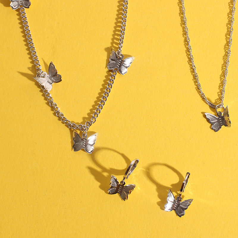 Fashion Butterfly Necklace Earrings