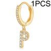 1 Piece Lady Letter Inlay Stainless Steel Zircon Earrings