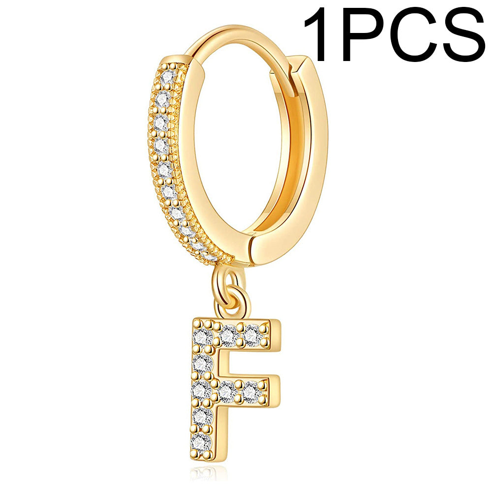 1 Piece Lady Letter Inlay Stainless Steel Zircon Earrings