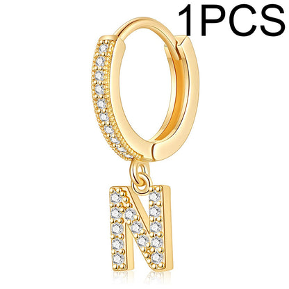 1 Piece Lady Letter Inlay Stainless Steel Zircon Earrings