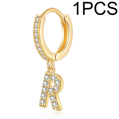 1 Piece Lady Letter Inlay Stainless Steel Zircon Earrings