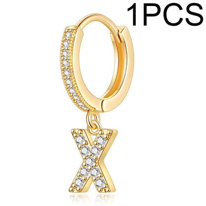 1 Piece Lady Letter Inlay Stainless Steel Zircon Earrings