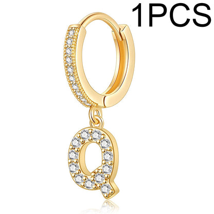 1 Piece Lady Letter Inlay Stainless Steel Zircon Earrings