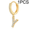 1 Piece Lady Letter Inlay Stainless Steel Zircon Earrings