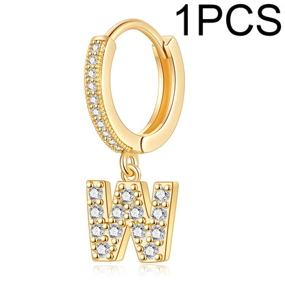 1 Piece Lady Letter Inlay Stainless Steel Zircon Earrings