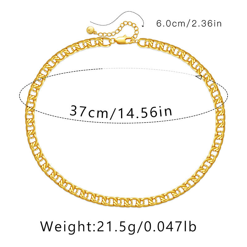 Ig Style Simple Style Solid Color Copper Plating Chain 18k Gold Plated Necklace