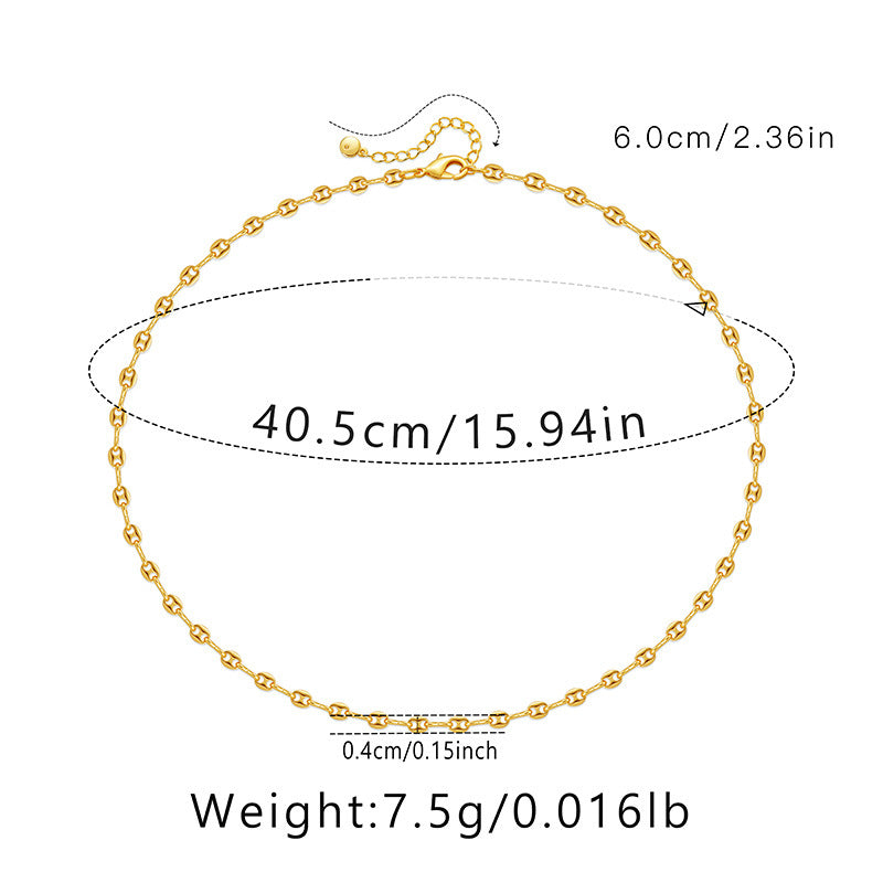 Ig Style Simple Style Solid Color Copper Plating Chain 18k Gold Plated Necklace