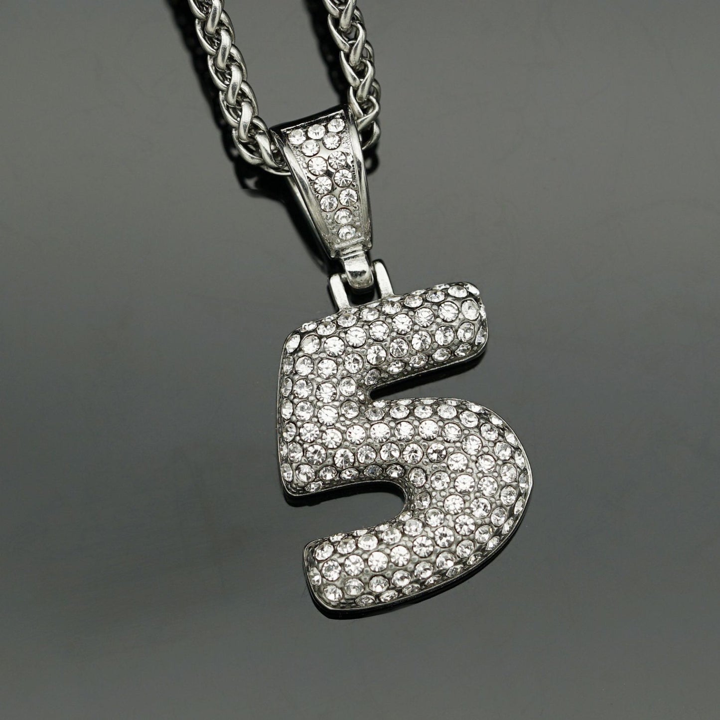 Basic Number Stainless Steel Plating Inlay Artificial Diamond Charms Necklace