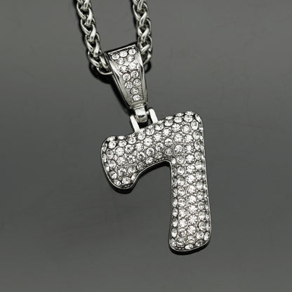 Basic Number Stainless Steel Plating Inlay Artificial Diamond Charms Necklace