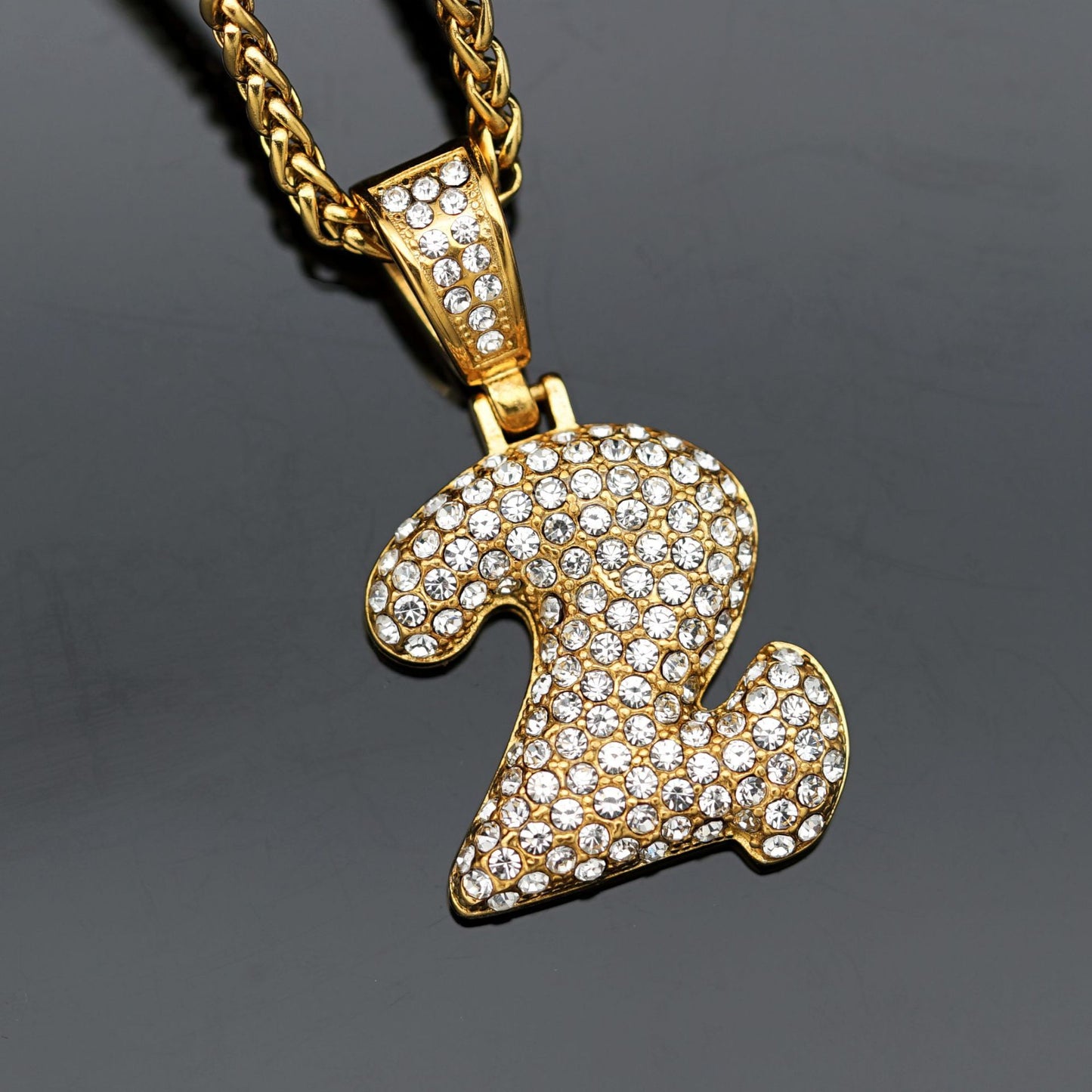 Basic Number Stainless Steel Plating Inlay Artificial Diamond Charms Necklace