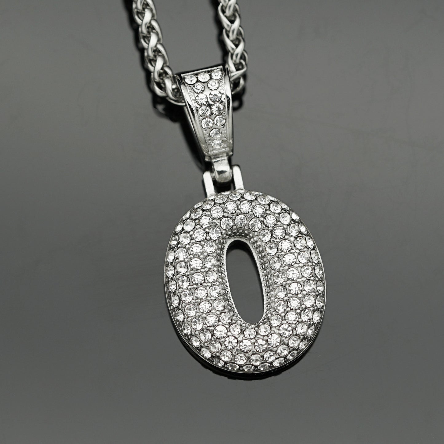 Basic Number Stainless Steel Plating Inlay Artificial Diamond Charms Necklace