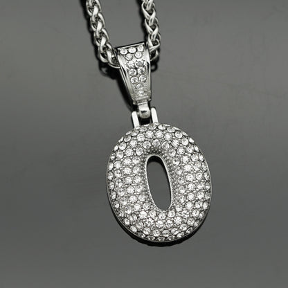 Basic Number Stainless Steel Plating Inlay Artificial Diamond Charms Necklace