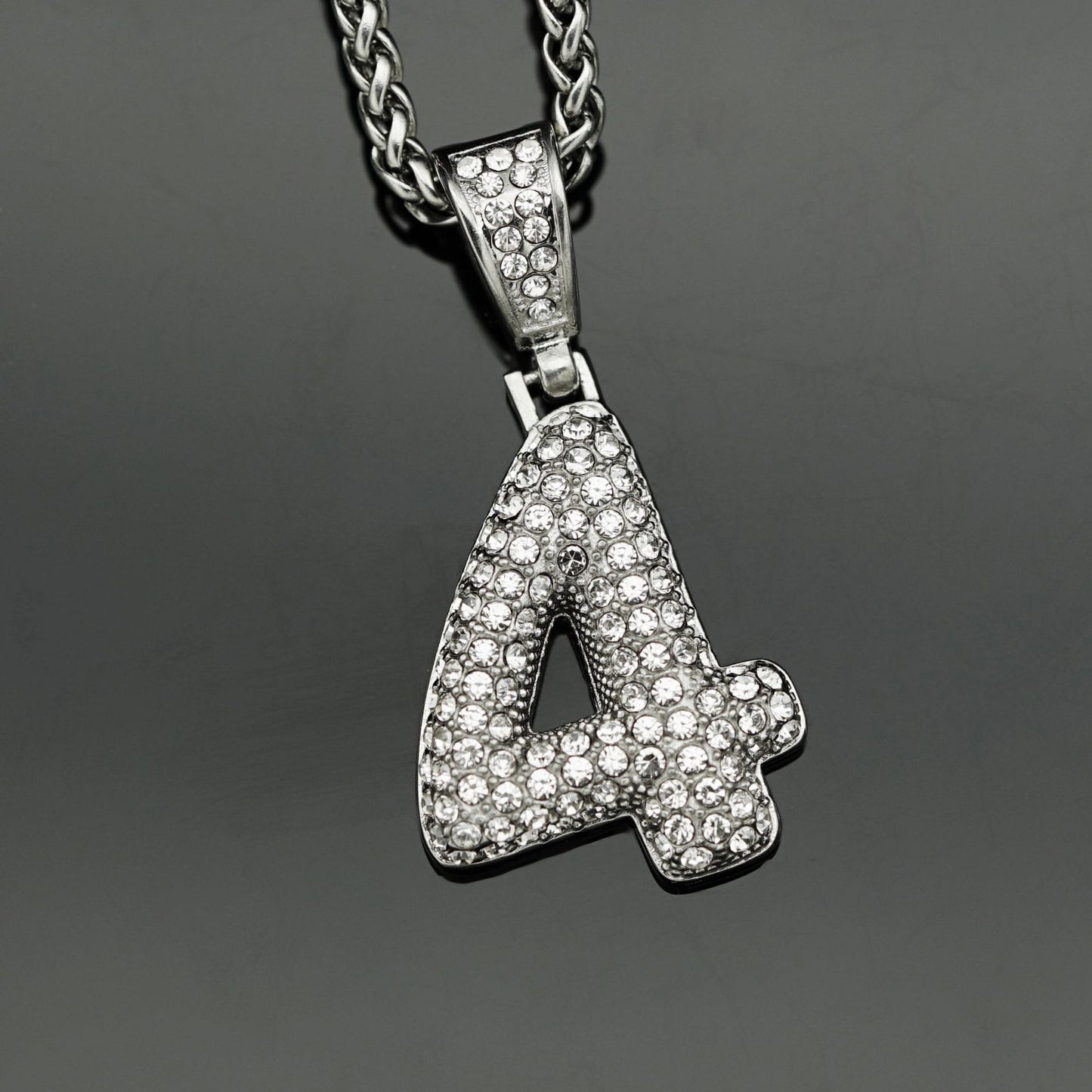 Basic Number Stainless Steel Plating Inlay Artificial Diamond Charms Necklace