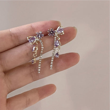 1 Pair Modern Style Bow Knot Plating Inlay Alloy Artificial Gemstones Drop Earrings