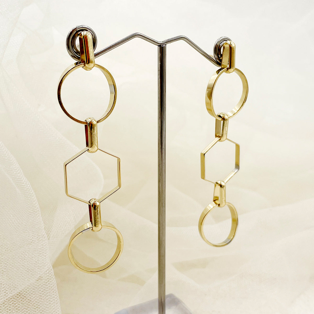 1 Pair Commute Solid Color Plating Stainless Steel Gold Plated Drop Earrings