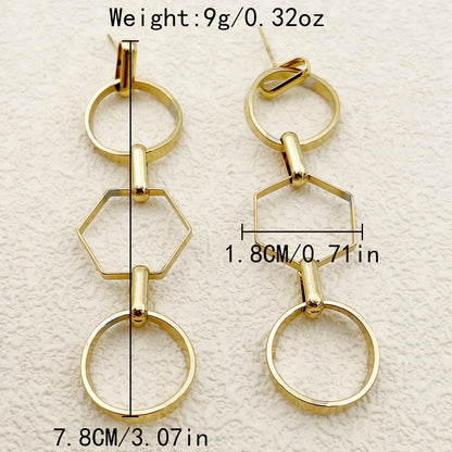 1 Pair Commute Solid Color Plating Stainless Steel Gold Plated Drop Earrings