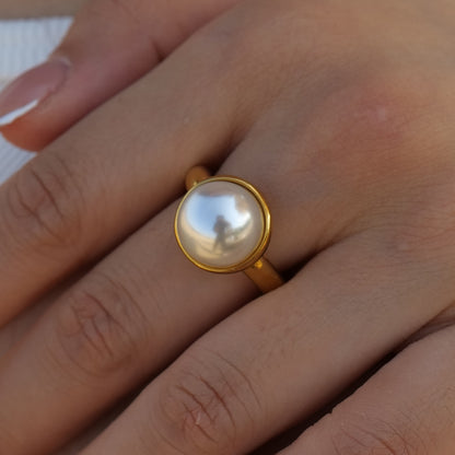 Ig Style Pearl Stainless Steel Plating 18k Gold Plated Rings