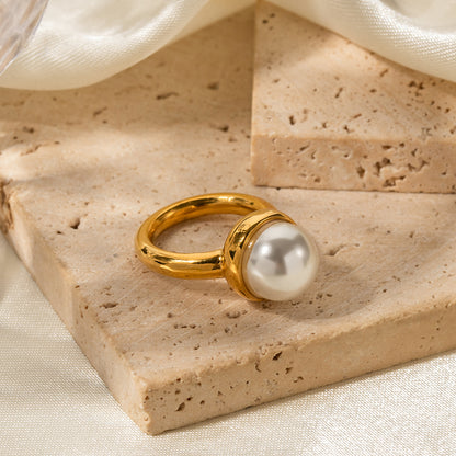 Ig Style Pearl Stainless Steel Plating 18k Gold Plated Rings