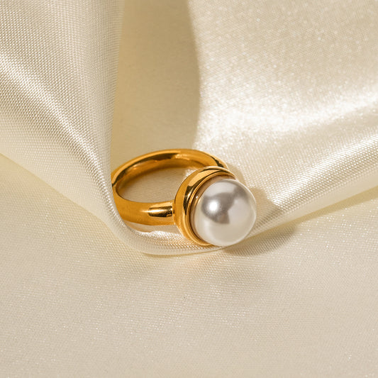 Ig Style Pearl Stainless Steel Plating 18k Gold Plated Rings