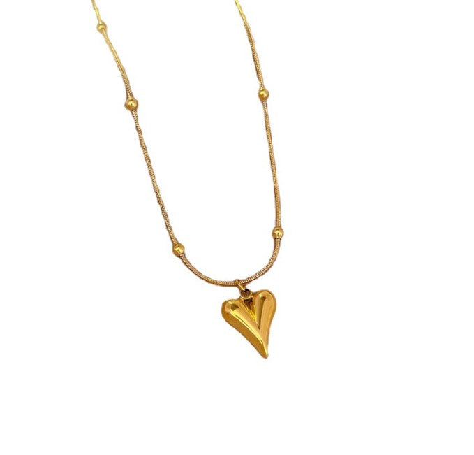 Titanium Steel Modern Style Plating Heart Shape Pendant Necklace