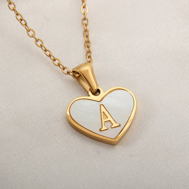 Casual Letter Stainless Steel Plating Inlay Shell Gold Plated Pendant Necklace