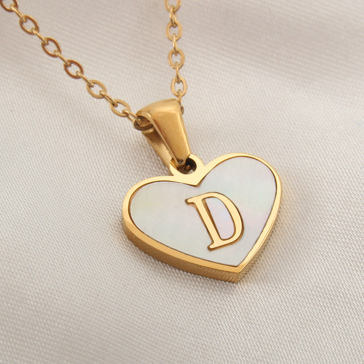 Casual Letter Stainless Steel Plating Inlay Shell Gold Plated Pendant Necklace