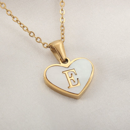 Casual Letter Stainless Steel Plating Inlay Shell Gold Plated Pendant Necklace