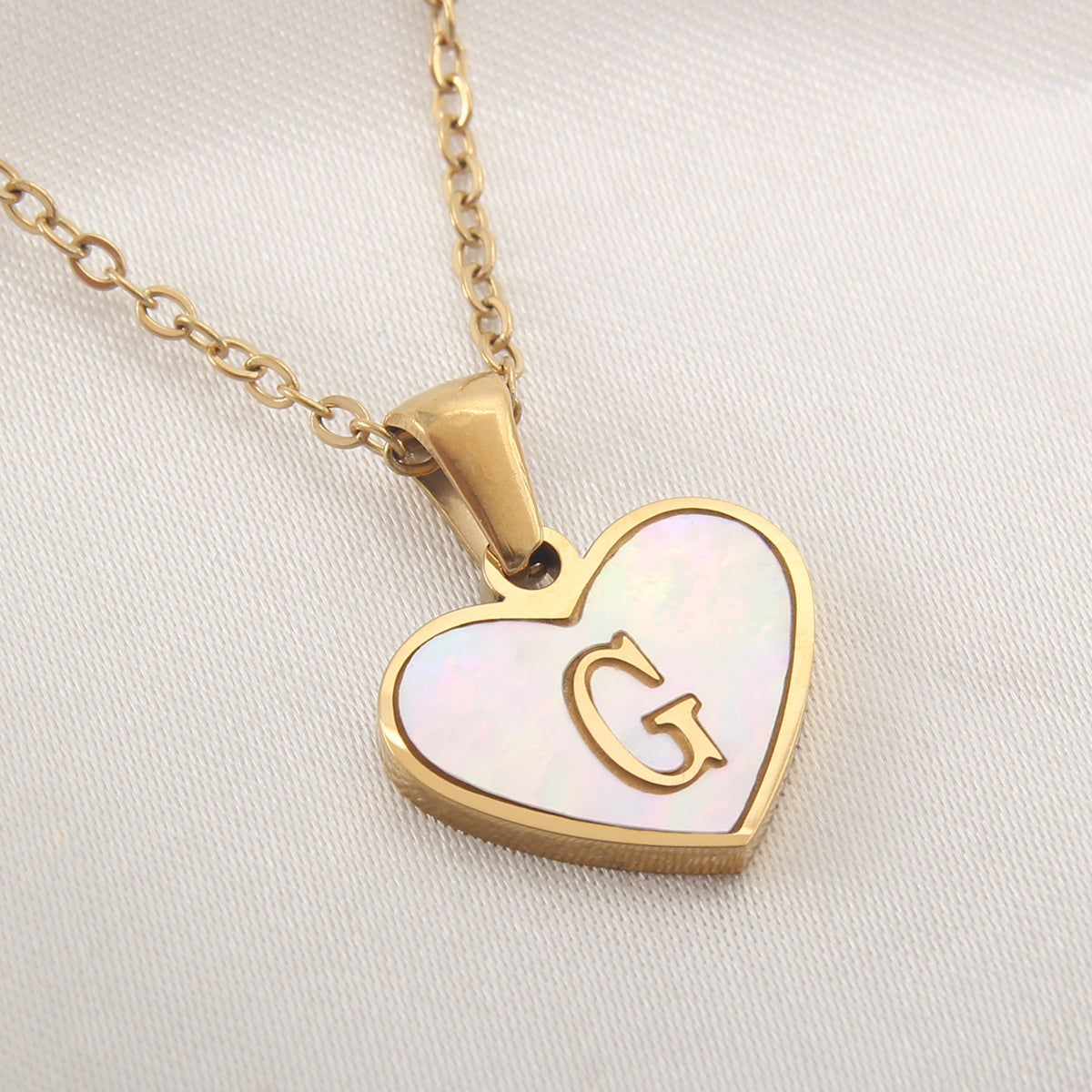 Casual Letter Stainless Steel Plating Inlay Shell Gold Plated Pendant Necklace