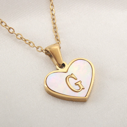 Casual Letter Stainless Steel Plating Inlay Shell Gold Plated Pendant Necklace