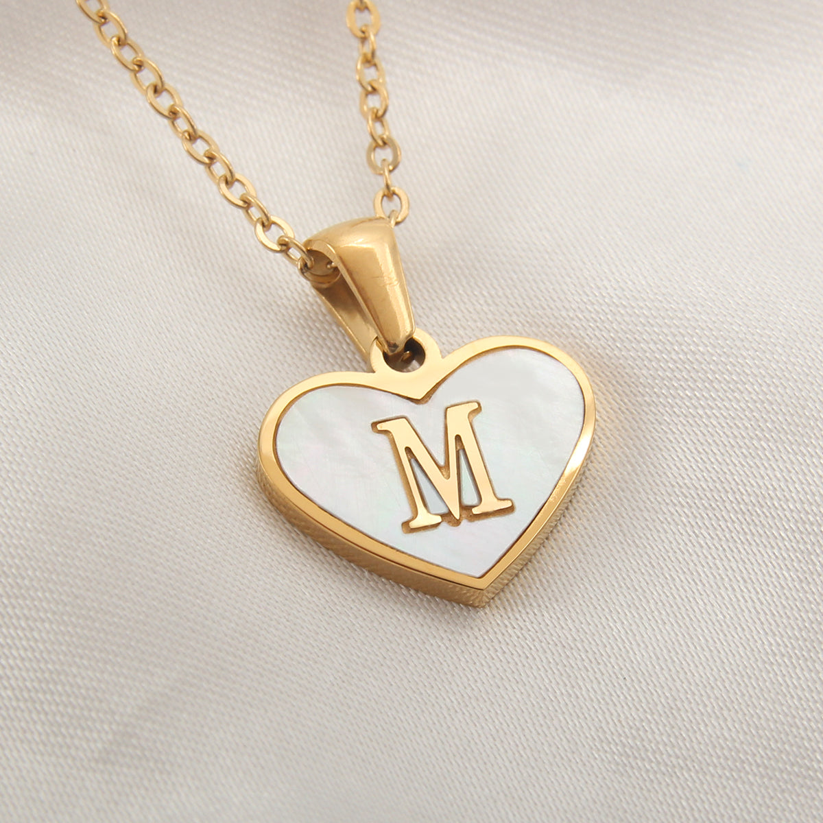 Casual Letter Stainless Steel Plating Inlay Shell Gold Plated Pendant Necklace