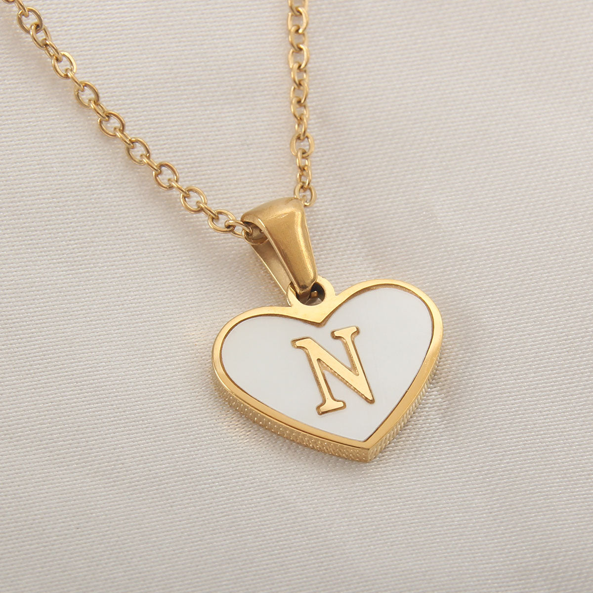 Casual Letter Stainless Steel Plating Inlay Shell Gold Plated Pendant Necklace