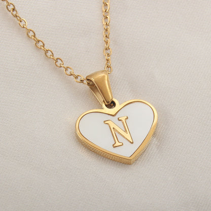 Casual Letter Stainless Steel Plating Inlay Shell Gold Plated Pendant Necklace