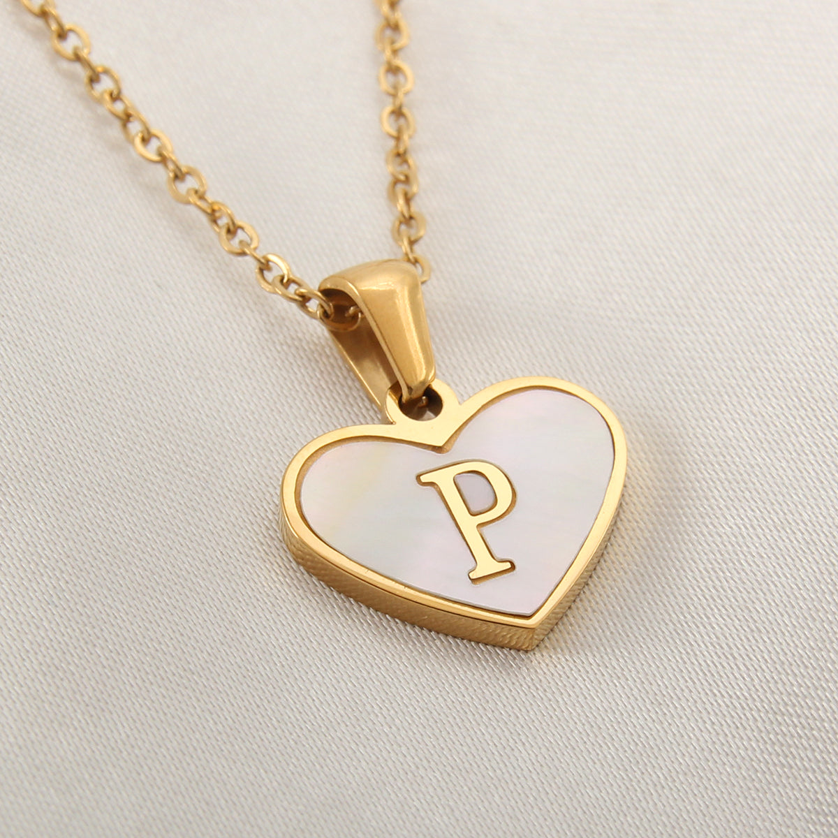 Casual Letter Stainless Steel Plating Inlay Shell Gold Plated Pendant Necklace