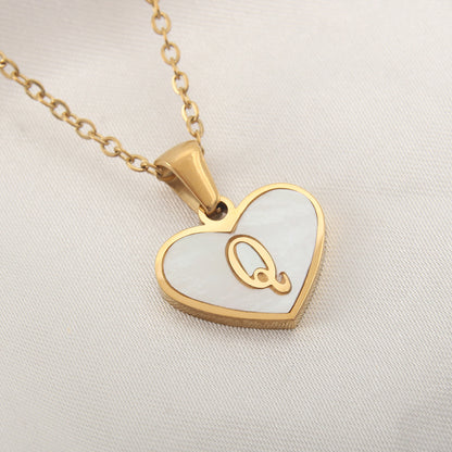 Casual Letter Stainless Steel Plating Inlay Shell Gold Plated Pendant Necklace