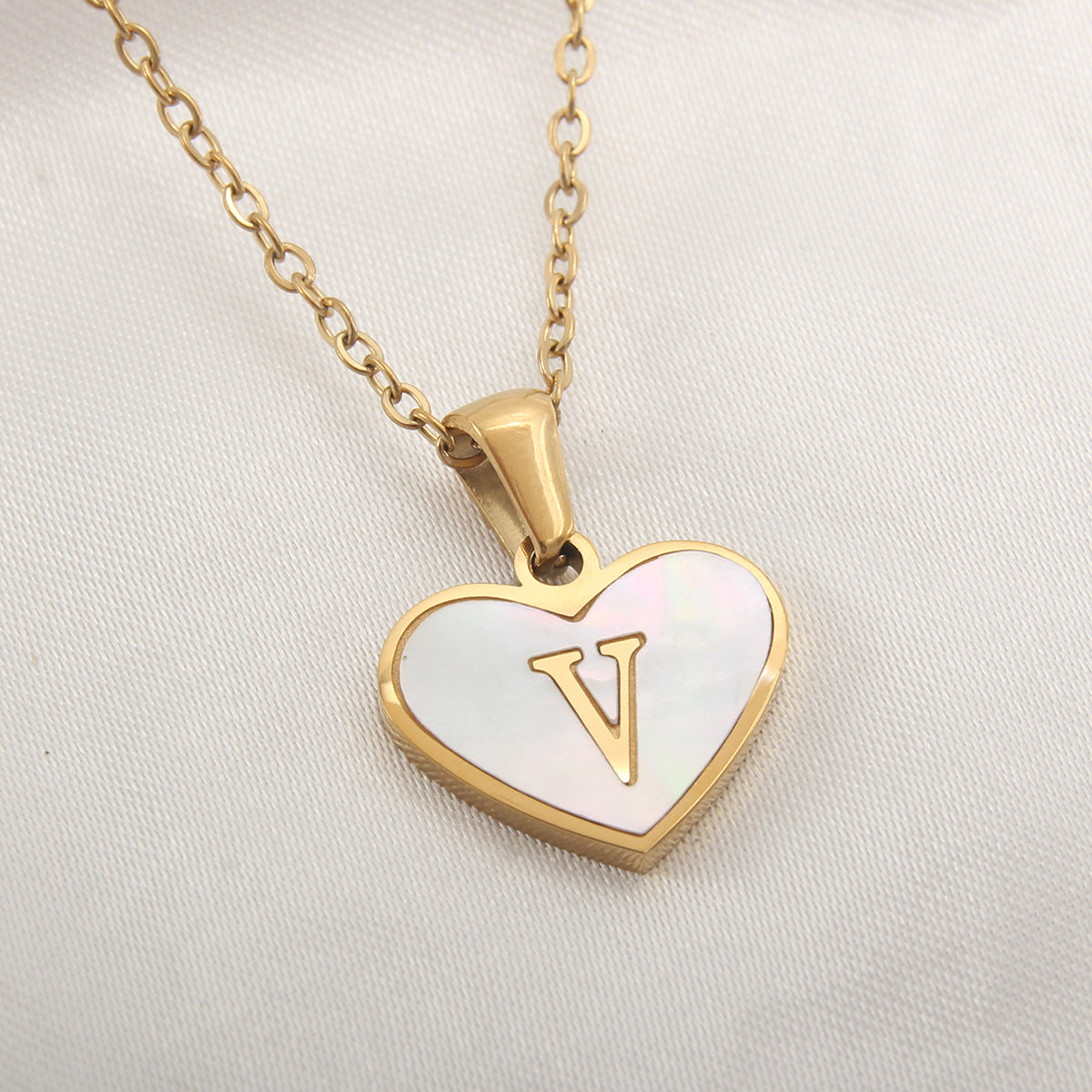 Casual Letter Stainless Steel Plating Inlay Shell Gold Plated Pendant Necklace