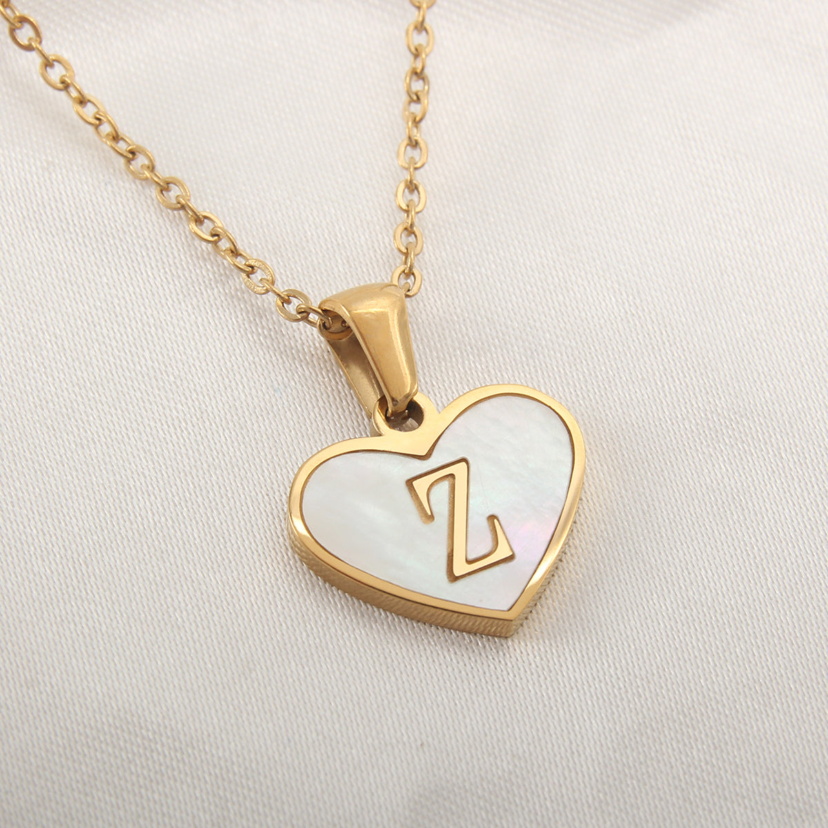 Casual Letter Stainless Steel Plating Inlay Shell Gold Plated Pendant Necklace