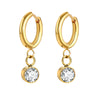 1 Pair Vintage Style Simple Style Geometric Plating Inlay Stainless Steel Zircon Gold Plated Earrings