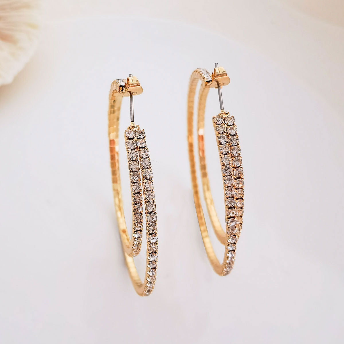 1 Pair Luxurious Solid Color Inlay Alloy Rhinestones Earrings